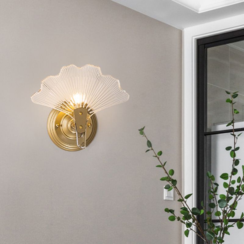 Foglie ginkgo Luce murale moderna decorativa moderna 1/3 luci limpida vetrino funce illuminazione in ottone