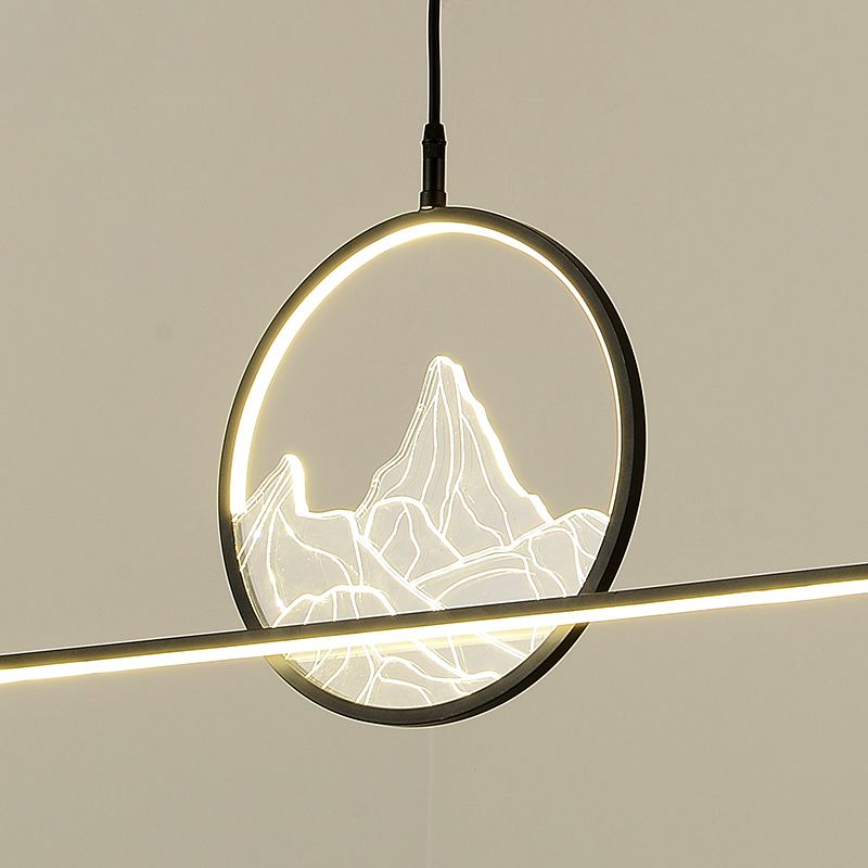 Modern Style Linear Shape Island Lighting Ideas Metal 2 Light Island Pendants in Black