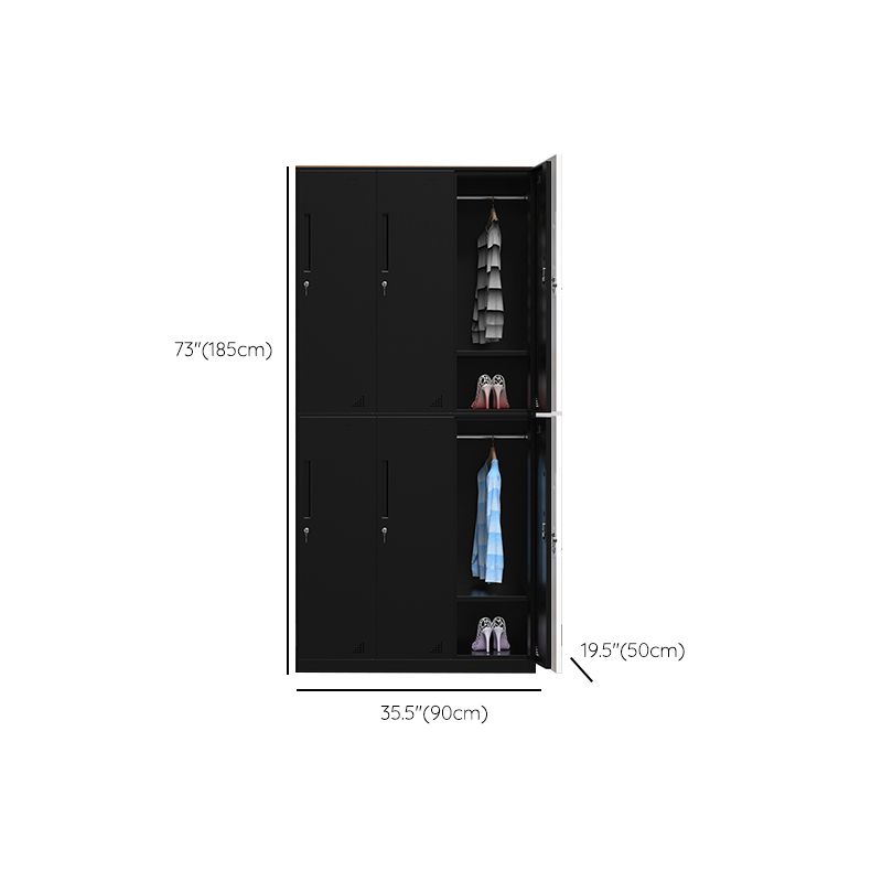 Black Wardrobe Armoire with Garment Rod Steel Wardrobe Cabinet