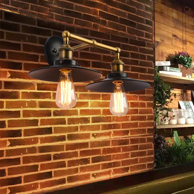 Shaded Bathroom Wall Sconce Vintage Metal Single Black Wall Mount Lighting Fixture