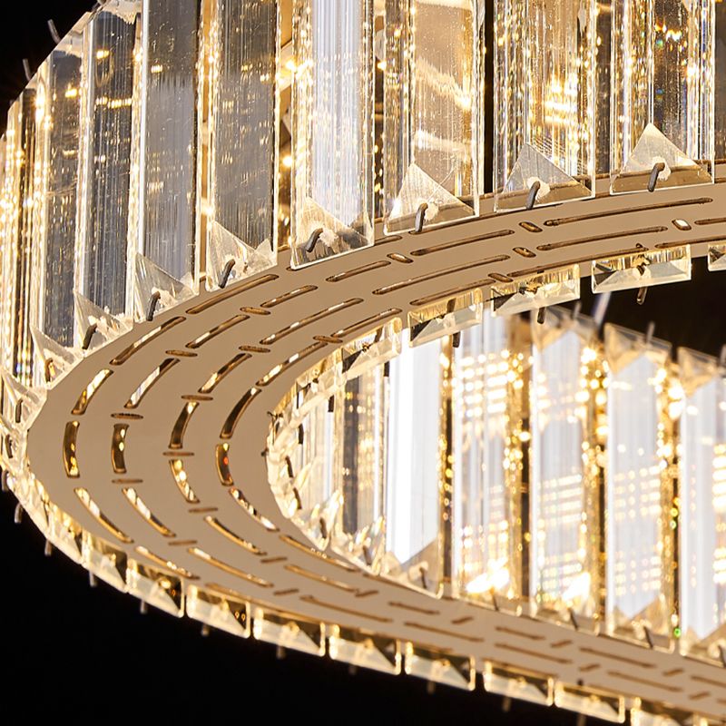 Contemporary Island Lighting Oval Crystal 1 Light Island Ceiling Light