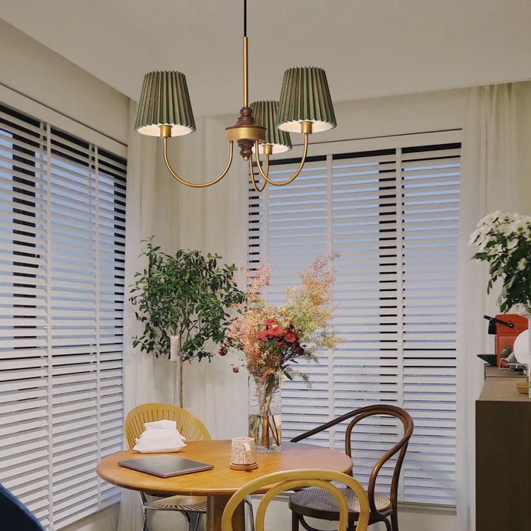Cone Chandelier Light Traditional 3-Light Suspension Light with Fabric Shade