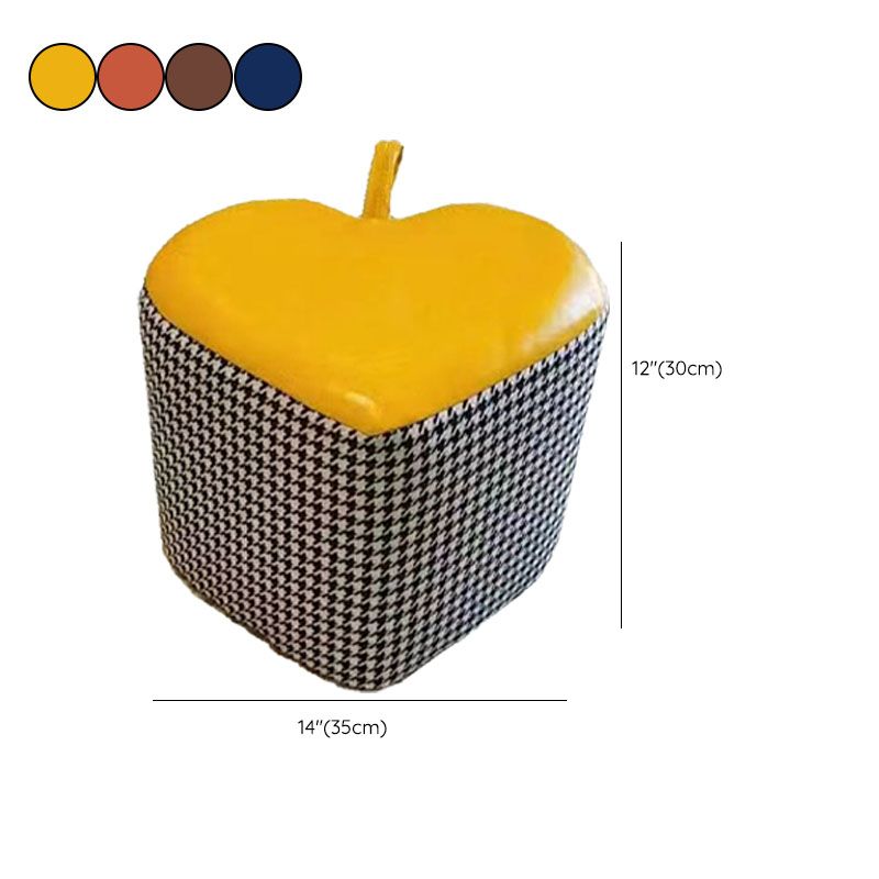 Modern Pouf Ottoman Faux Leather Upholstered Houndstooth Heart Shape Ottoman