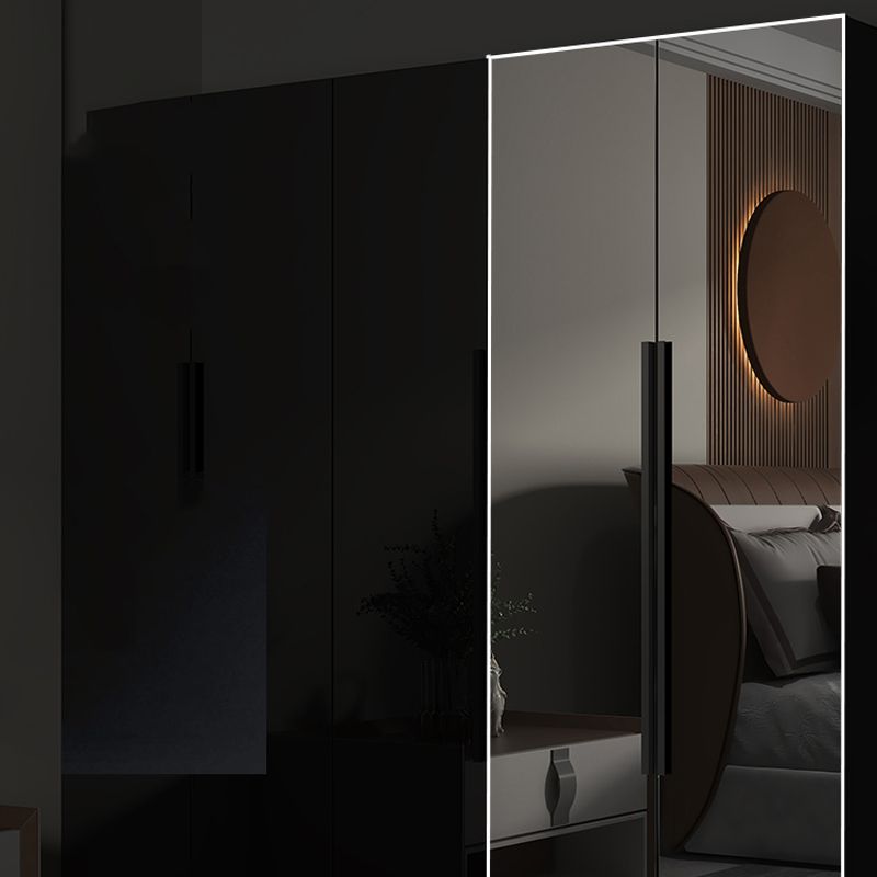 Modern Style Glass Wardrobe Black Colour Wardrobe Closet for Bedroom