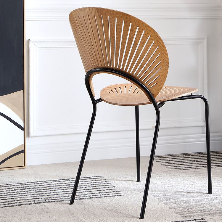 Silla de comedor de madera moderna, sillas de comedor sin brazos de metal para uso doméstico