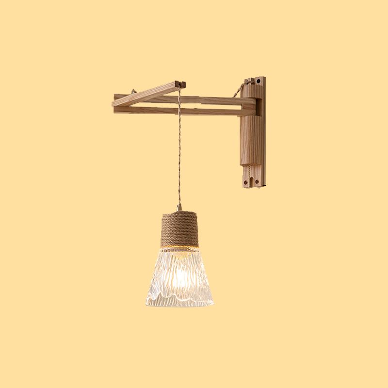 Log Color 1-Light Wall Lamp in Modern Creative Style Wooden Geometric Wall Light