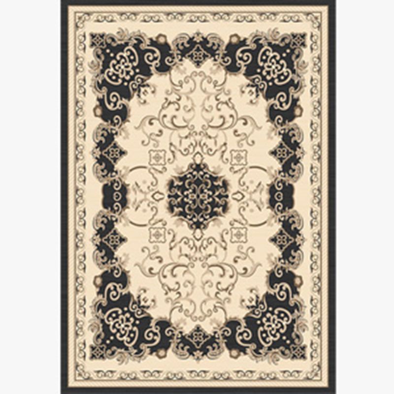 Natural Floral Printed Rug Victorian Polyester Carpet Non-Slip Backing Carpet for Living Room