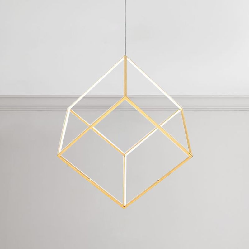 Goldener Kubikschatten hängende Kronleuchter leichter moderner Stil 12 "/16" W LED Metall Anhängerlampe für Schlafzimmer