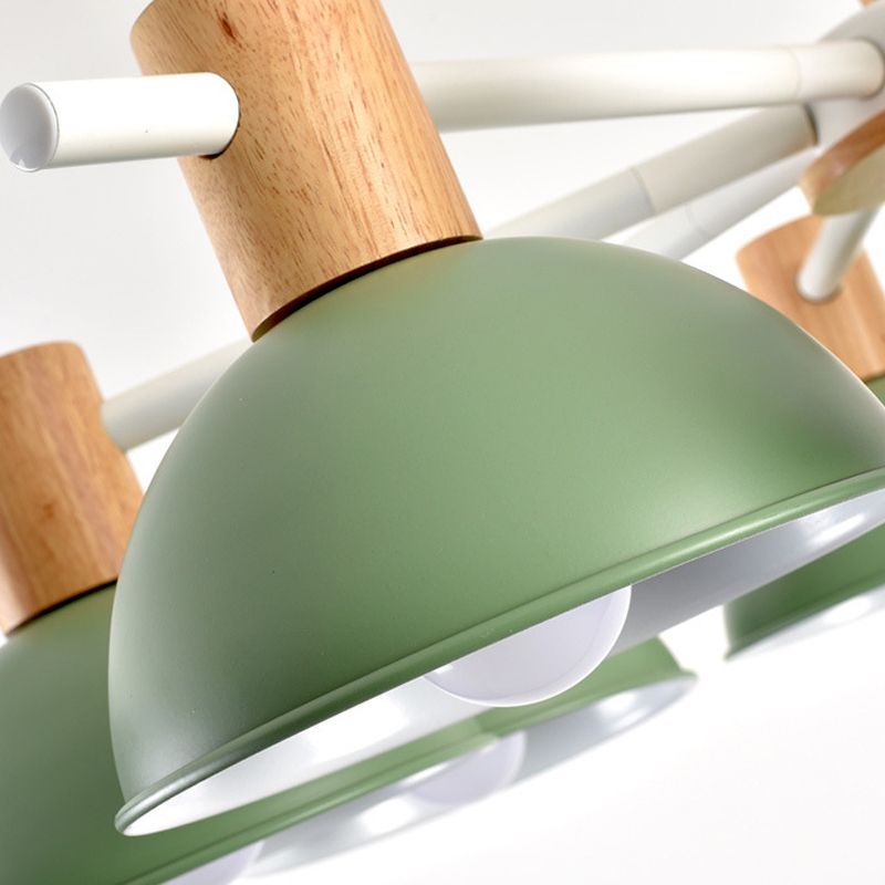 Macaroon Dome Hanging Pendant Fixture Iron 8 Lights Hanging Chandelier for Living Room