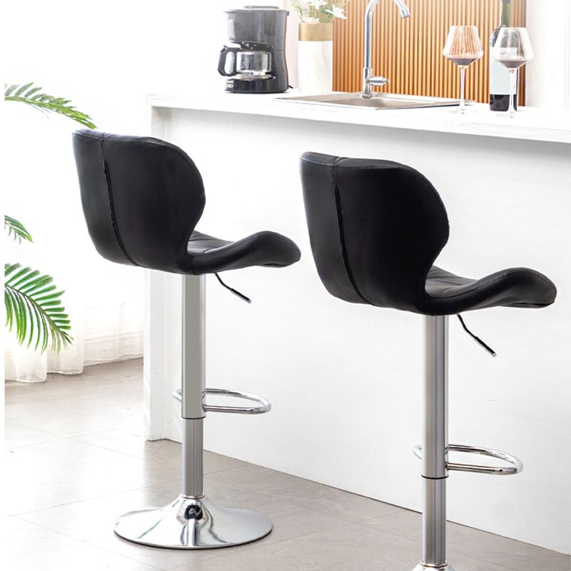 Scandinavian Metal Barstool Adjustable Low Back PU Leather stools in Matte Finish
