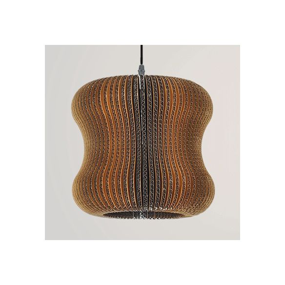 Accampatura intrecciata Accendere la carta ondulata in stile asiatico 1 lampada a ciondolo in lampadina in beige/marrone