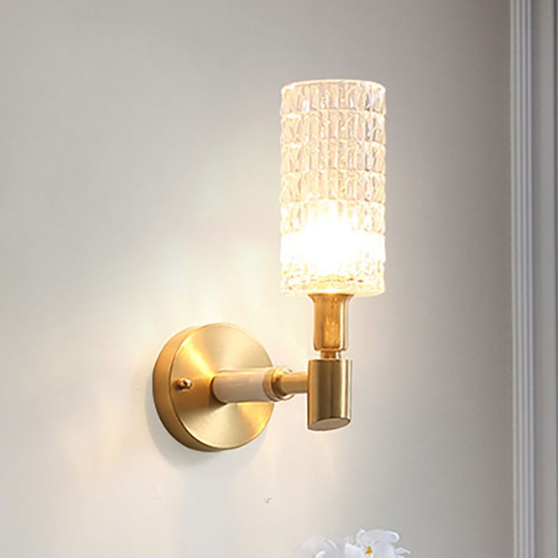 1 Corridor Light Light Light Contemporary Gold Finish Finish Appince lampe avec bouteille d'ombre en verre à facettes transparentes
