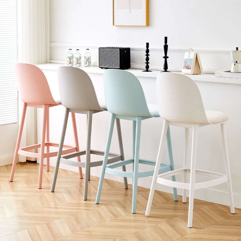 Contemporary Low Back Indoor Armless Plastic Bar Stool with Footrest