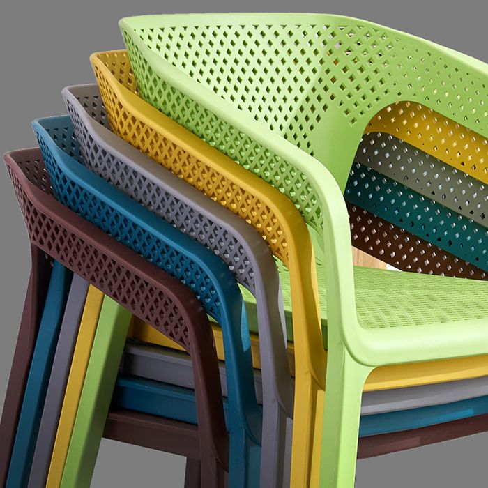 Modern Plastic Kitchen Dining Armchair Solid Back Dining Chair for Home Use