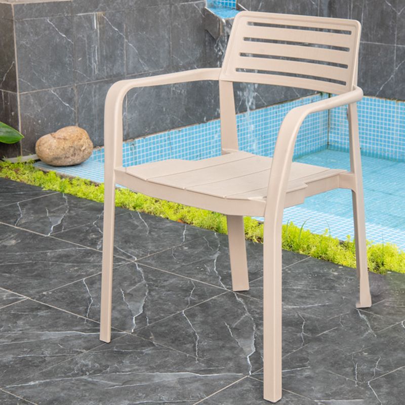 Metal Dining Side Chair Stacking Outdoor Bistro Chairs with Arm