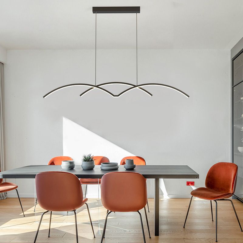 Linear 2 - Light Kitchen Light Fixture Contemporary Metal LED Ceiling Pendant Lighting