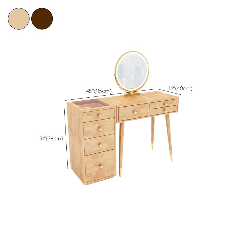 Scandinavian Dressing Table with Drawers Solid Wood Makeup Counter