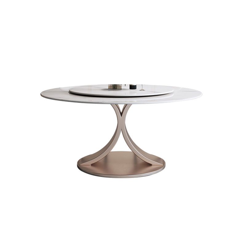 Modern Round Pedestal Dining Table Sintered Stone Home Convertible Dining Table