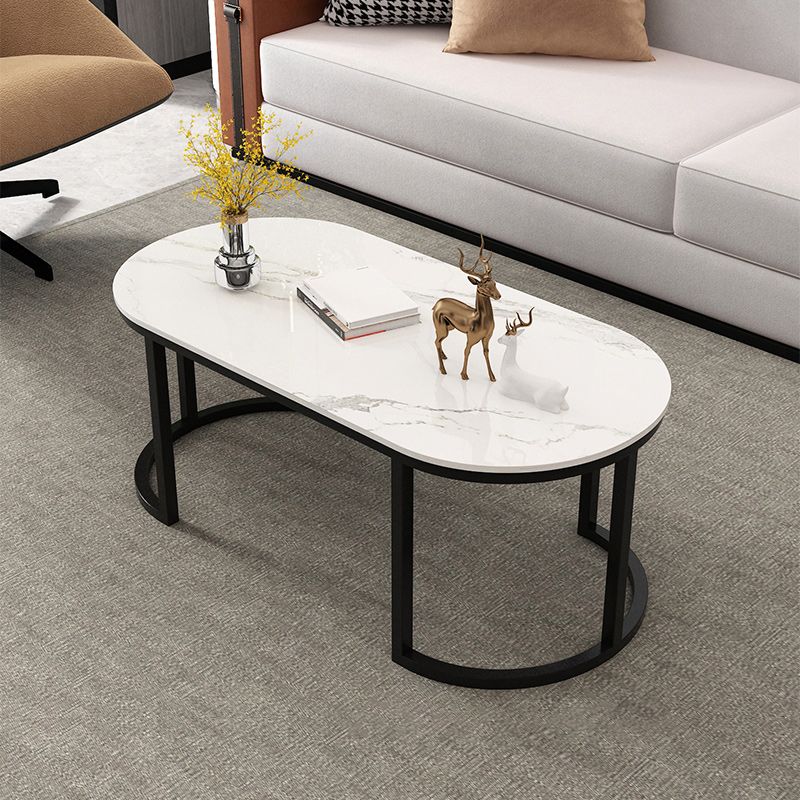 Oval Glam Stone Cocktail Table Standard Single Coffee Cocktail Table