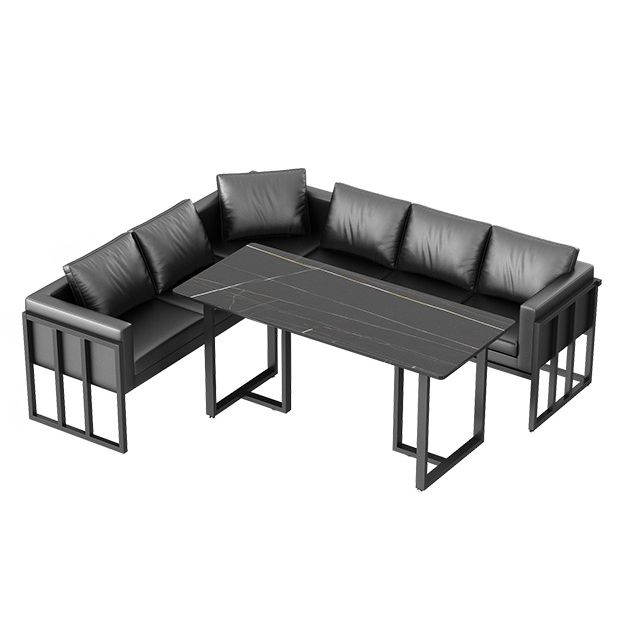 Industrial Sintered Stone Dinner Room Kitchen Table Black Sled Table for Dining Room