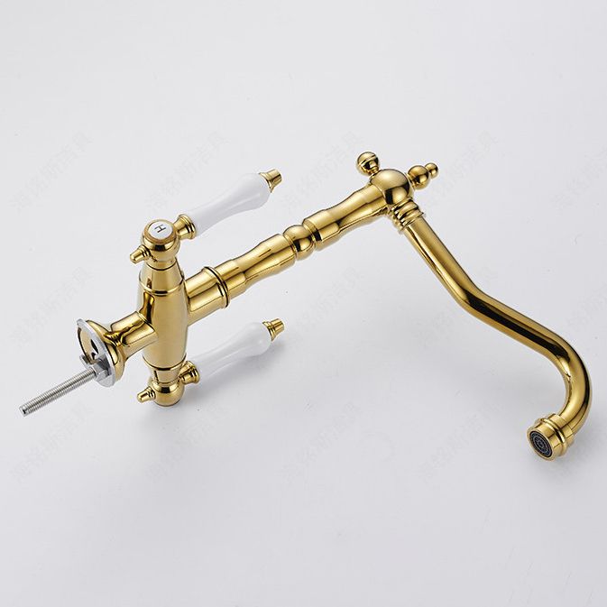 Traditional Kitchen Faucet Swivel Spout Gooseneck Double Handle Standard Kitchen Faucets