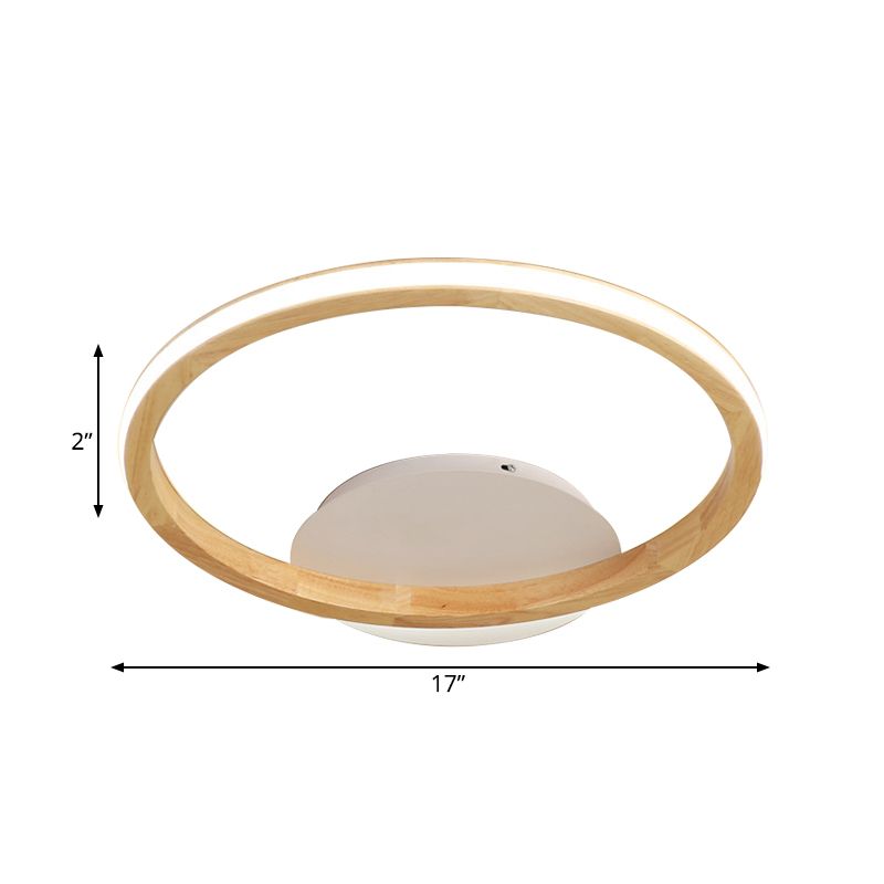 Lámpara empotrada de madera Simplicity Loop, accesorio de montaje en techo LED de 13"/17" de diámetro con diseño que brilla hacia fuera