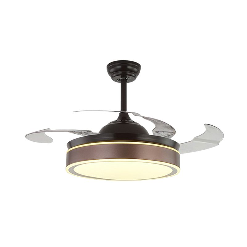 Acrylrunde 4 Klingen Anhänger Lüfterleuchte moderne LED -Semi -Flush für Schlafzimmer, 20 "breit