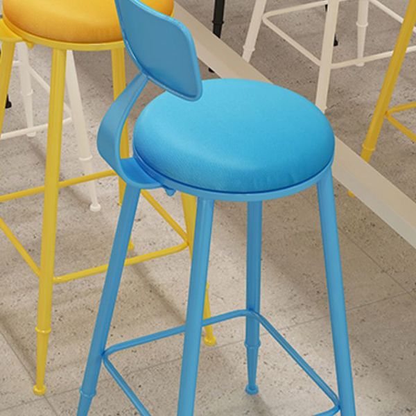 Contemporary Style Low Back Bar-stool Round Counter Bar Stool with Metal Legs