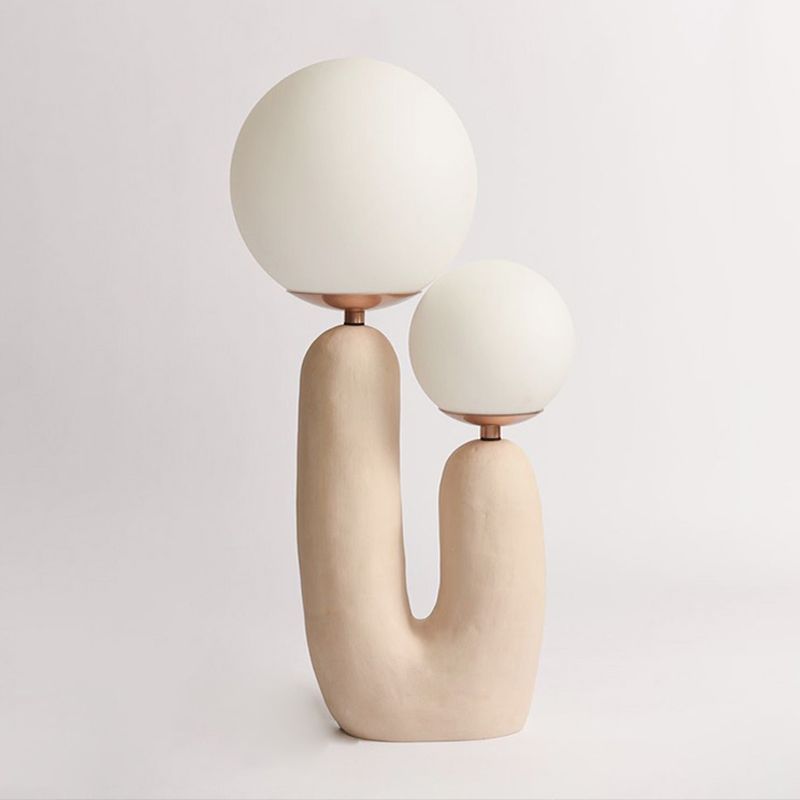 2 Heads Round Nightstand Lamp Contemporary White Glass Reading Book Light in Pink