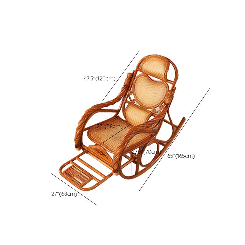 Traditional Rocking Chair Rattan Solid Color Built-in Armrest Indoor Rocking Chair