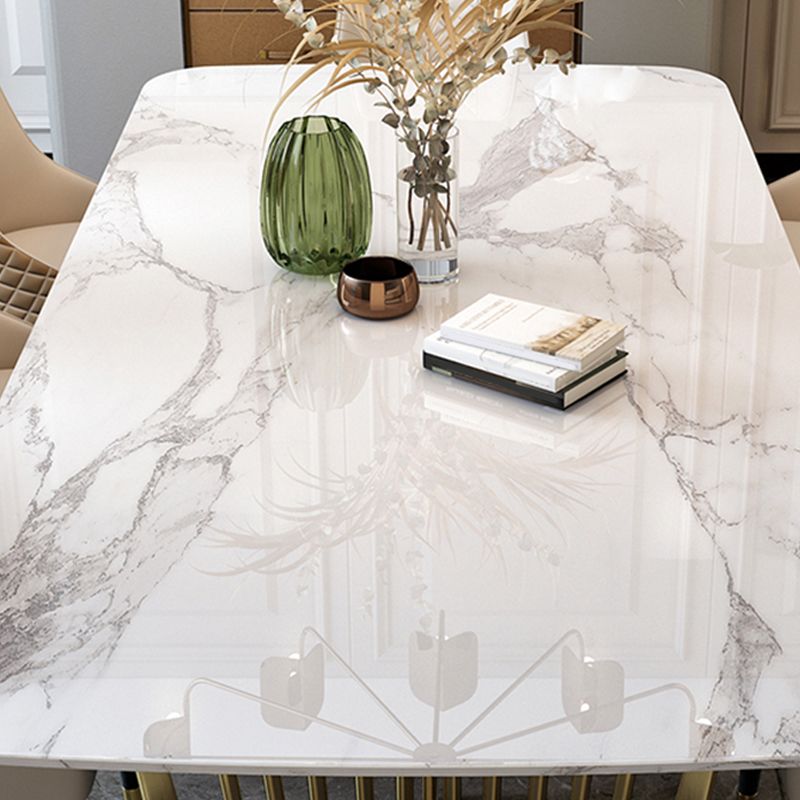 Glam 1/4/6/7/9 Pieces Dining Table Set White and Gold Rectangle Dinette Set