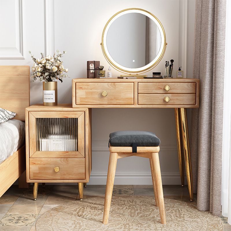 Solid Wooden Vanity Table Drawers Simple Makeup Vanity Table
