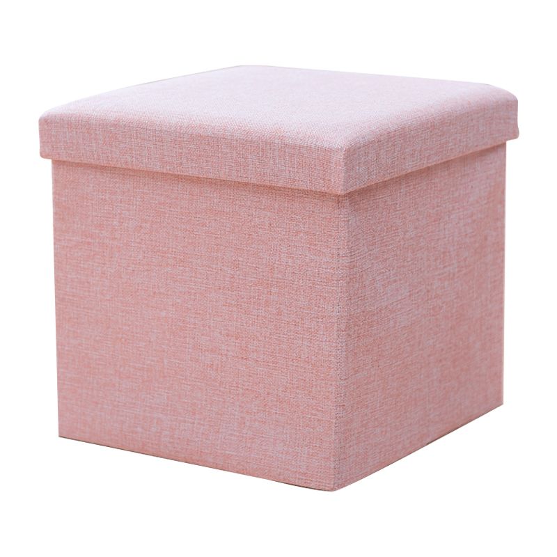 Modern Cotton Pouf Ottoman Pure Color Foldable Square Chair Ottoman with Storage