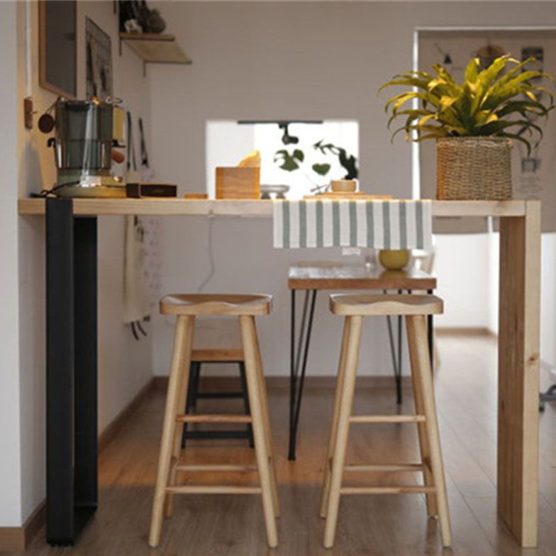 Industrial Indoor Bar Dining Table Rectangle Metal and Wood Bar Table