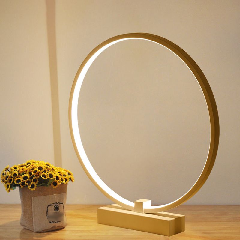 1 Light Circle Table Light Modernism Metal Night Table Lamps for Bedroom in White