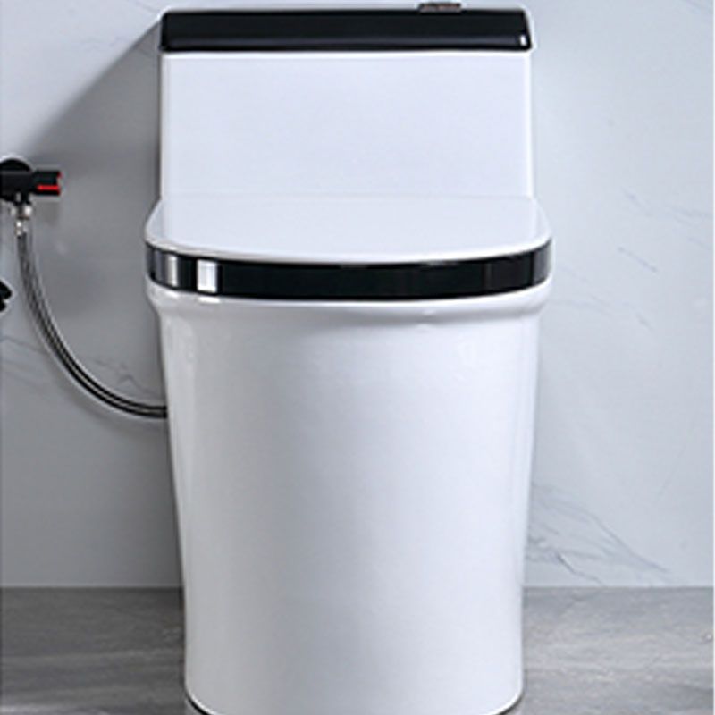 Floor Mount Toilet Black and White Toilet with Siphon Jet Water-saving Function