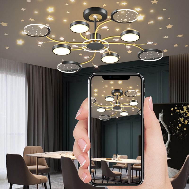 Modern Geometry Shade Metal Chandelier Lights Chandelier Lighting Fixtures in Black