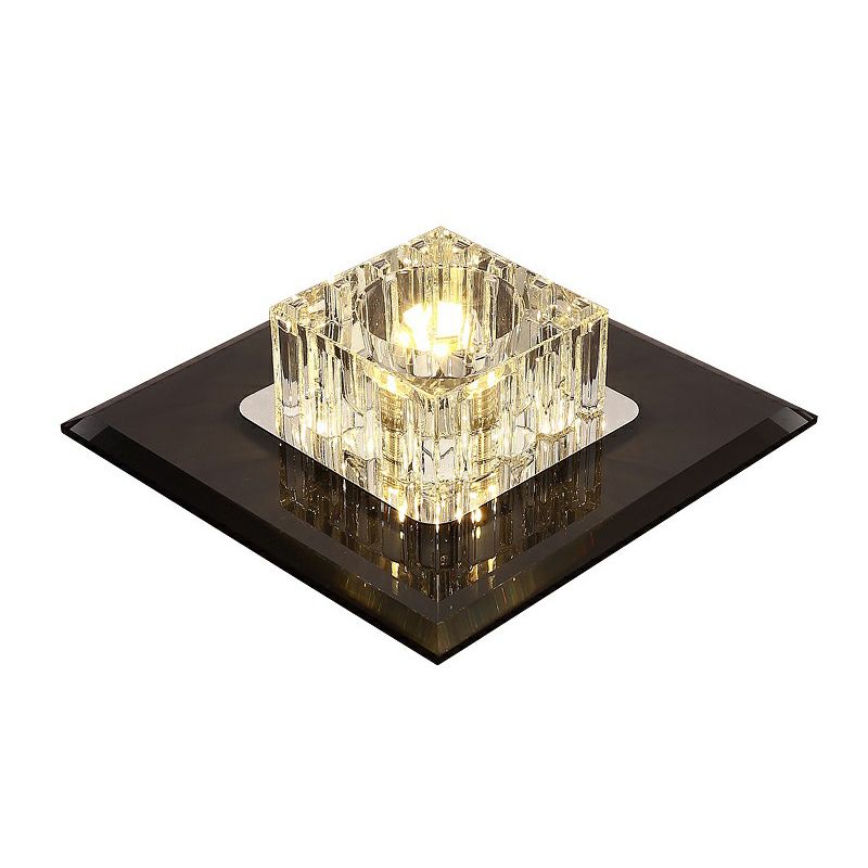 Lámpara de techo empotrada cuadrada, accesorio de iluminación LED de montaje empotrado para pasillo de cristal contemporáneo