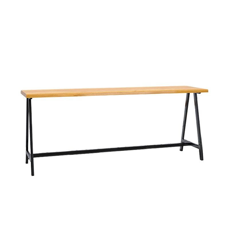 Pine Wood Bar Dining Table Rectangle Industrial Bar Table with Black Trestle Base