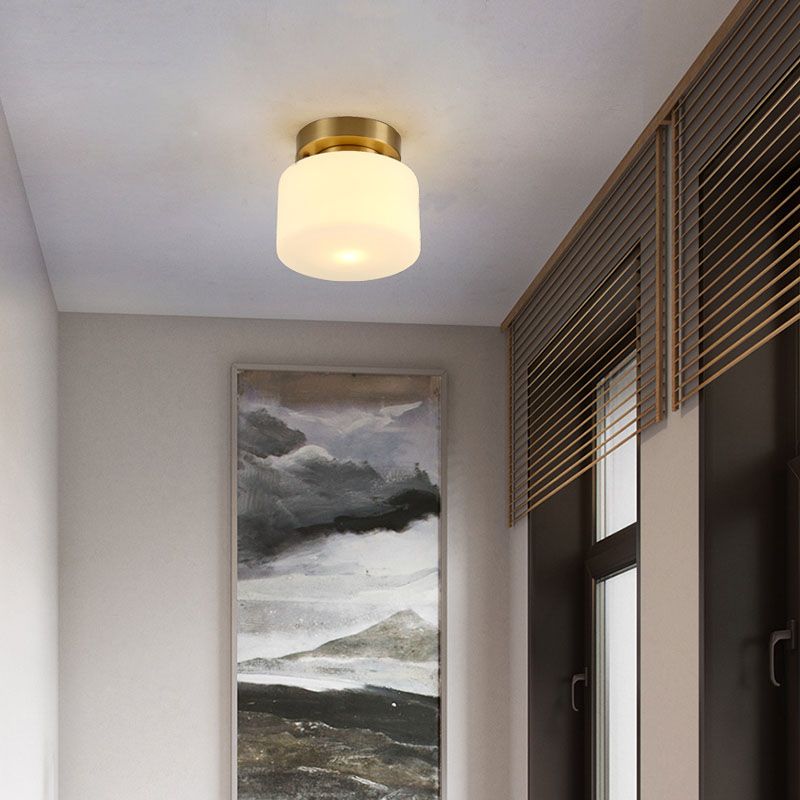 Lámpara de techo con pantalla de cristal tradicional, accesorio de iluminación de montaje empotrado para el hogar