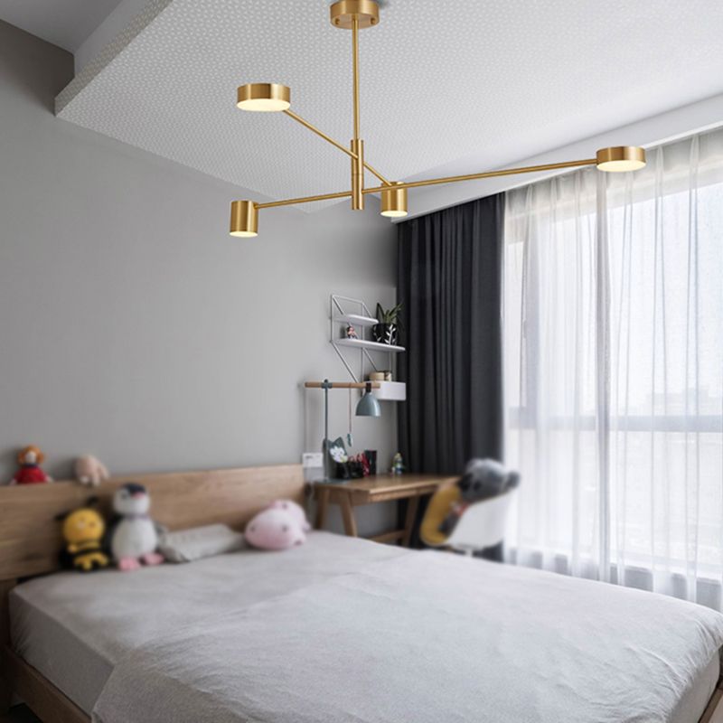 Luci del lampadario in metallo a forma di cilindro moderni apparecchi di illuminazione lampadario in oro