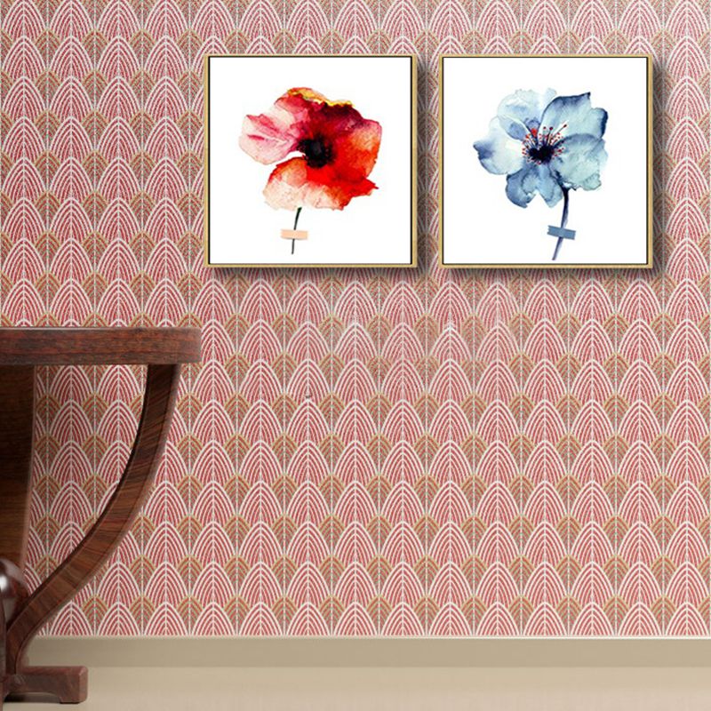 Pastel Color Floral Design Painting Textured Modern Dining Room Canvas Wall Art, Set of 2