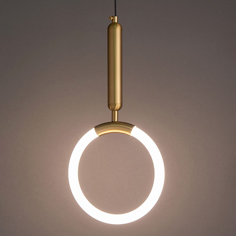 Geometric Suspension Pendant Light Minimalist Metal LED Bedroom Pendant Light Kit in Gold