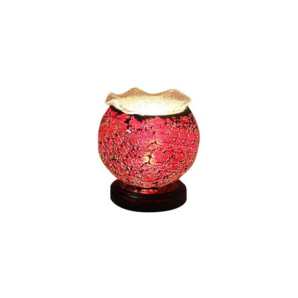 Tiffany Globe Shaped Desk Light with Plug In Cord 1 Light Glass Small Desk Lamp in Blue/Red for Kid Bedroom