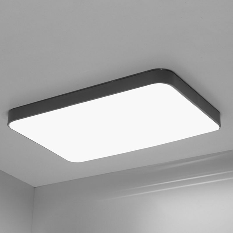 Quadrangle Flush Mount Fixture Macaron Style Metal Living Room LED Ceiling Light