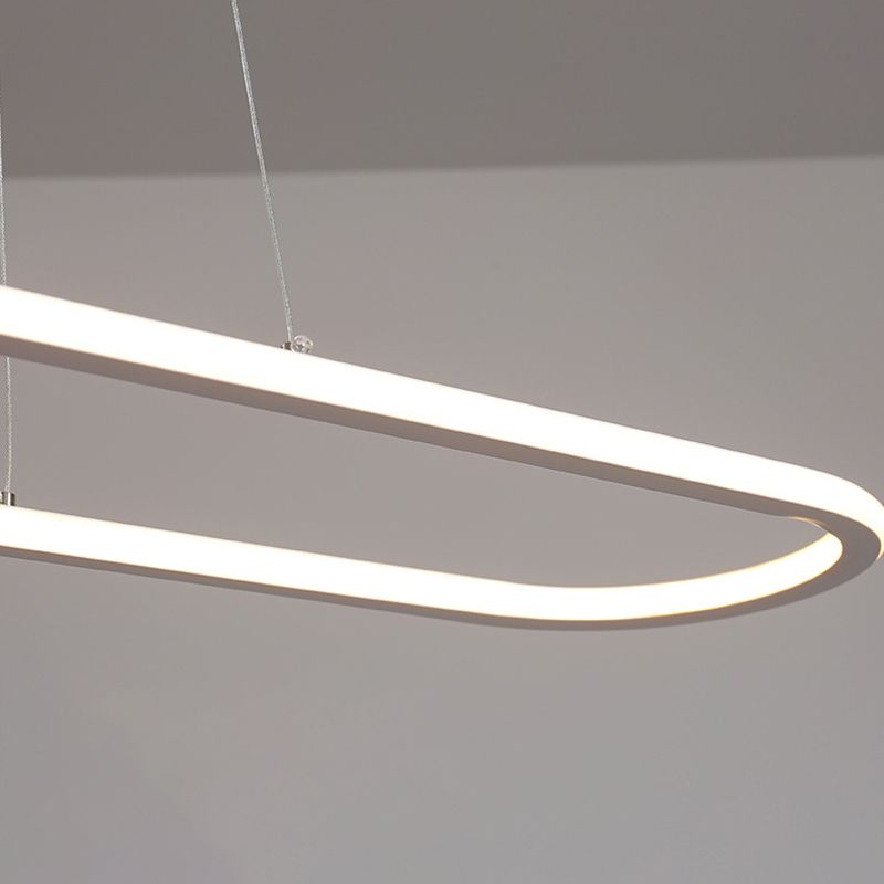 Linear Shape Island Pendant Contemporary Metal 1 Light Pendant Lighting Fixture in White