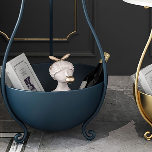 Metal Nightstand Contemporary Stone Top Night Table with Shelves