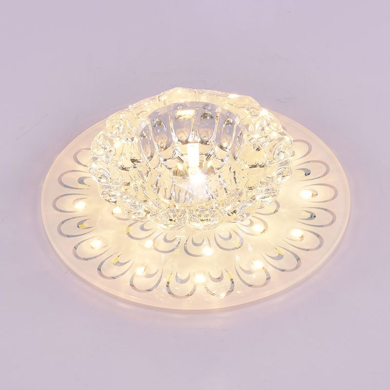 Blumenschirm-Kristall-Unterputzbeleuchtung, minimalistische klare LED-Unterputzleuchte für den Flur