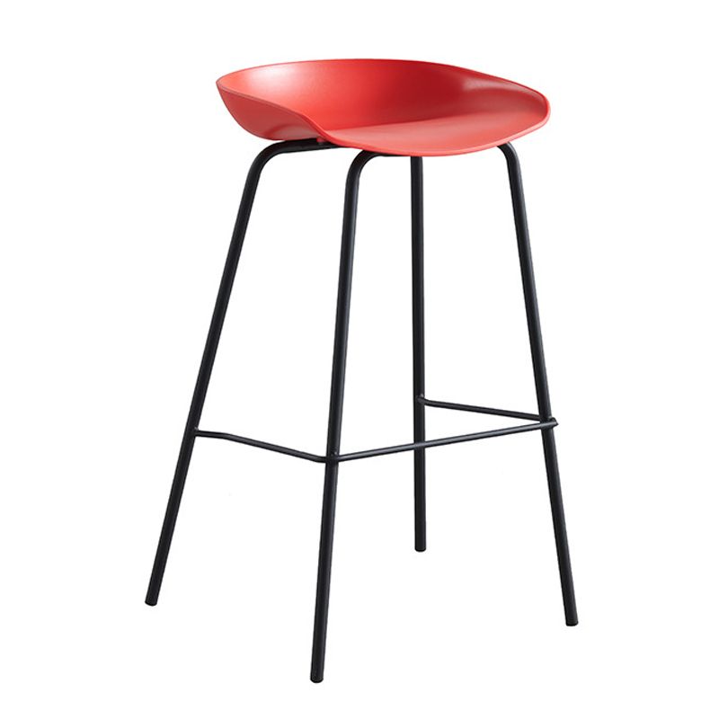 Modern Plastic Contoured Seat Footrest Metal Base Stool for Living Room