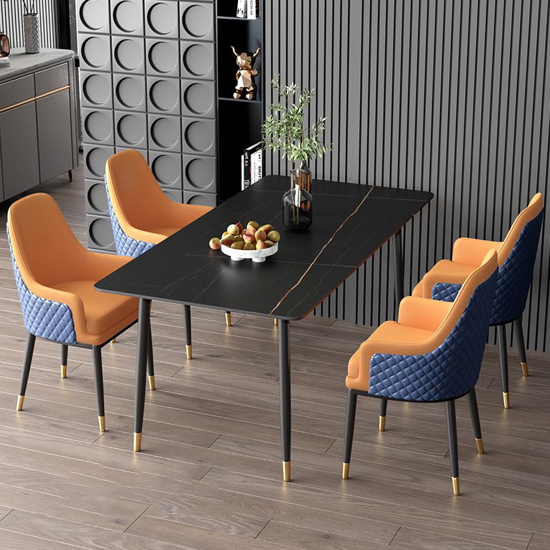 Nordic 1/2/5/7 Pieces Dining Set Sintered Stone Dining Table with Leather Chairs